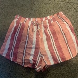 Striped Linen Drawstring Shorts